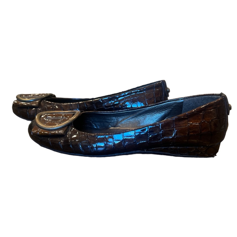 Stuart Weitzman Leather Crocodile Ballet Wedge  Womens Shoe Size 7.5 N Flats